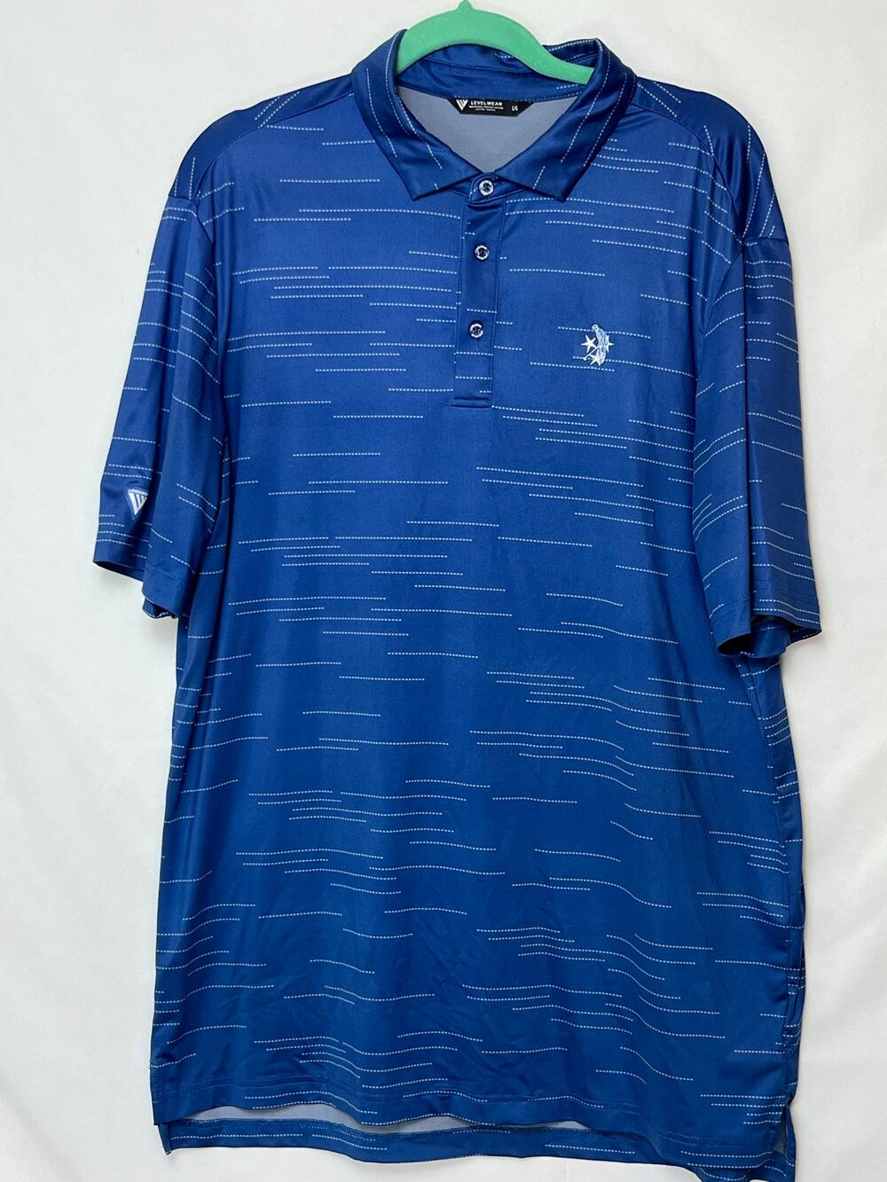 Levelwear Men's Large Blue Golf Polo Shirt 3 Button Short Sleeve Athletic Casual